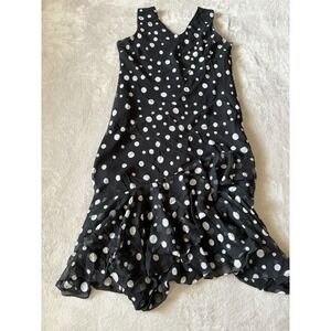 Vintage‎ Jessica Taylor Women's XL Asymmetrical Shift Polka Dot Ruffle Dress